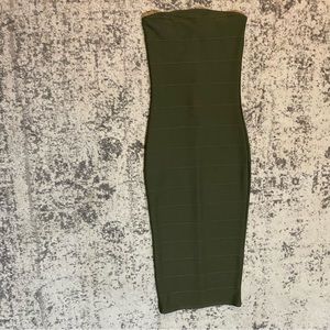 Misguided Olive Green Midi Bodycon Dress